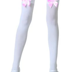Leg Avenue White Stockings With Pink Bows