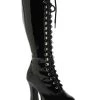 Ellie Black Lace Knee High Boots For Women