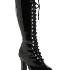 Ellie Black Lace Knee High Boots For Women