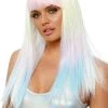 Leg Avenue Women's Black Light Pastel Rainbow Wig