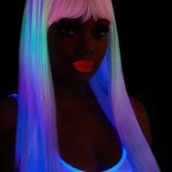 Leg Avenue Women's Black Light Pastel Rainbow Wig -Cheap Halloween Store womens black light pastel rainbow wig alt 3