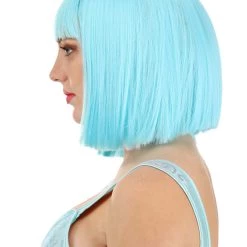 Partytime Wig Bright Blue Bob Wig For Women -Cheap Halloween Store womens bright blue bob wig alt 3