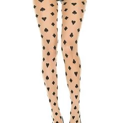 Music Legs Women's Black Card Suit Tights