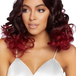 Leg Avenue Women's Curly Ombre Burgundy Wig -Cheap Halloween Store womens curly ombre burgundy wig alt 3