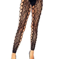 Leg Avenue Footless Leopard Lace Tights For Women
