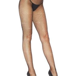 Leg Avenue Iridescent Rhinestone Black Fishnet Tights For Women