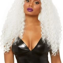 Leg Avenue Curly Long Women's White Wig