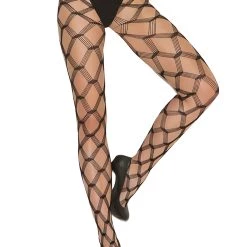Elegant Moments Seamless Diamond Lace Pattern Women's Tights