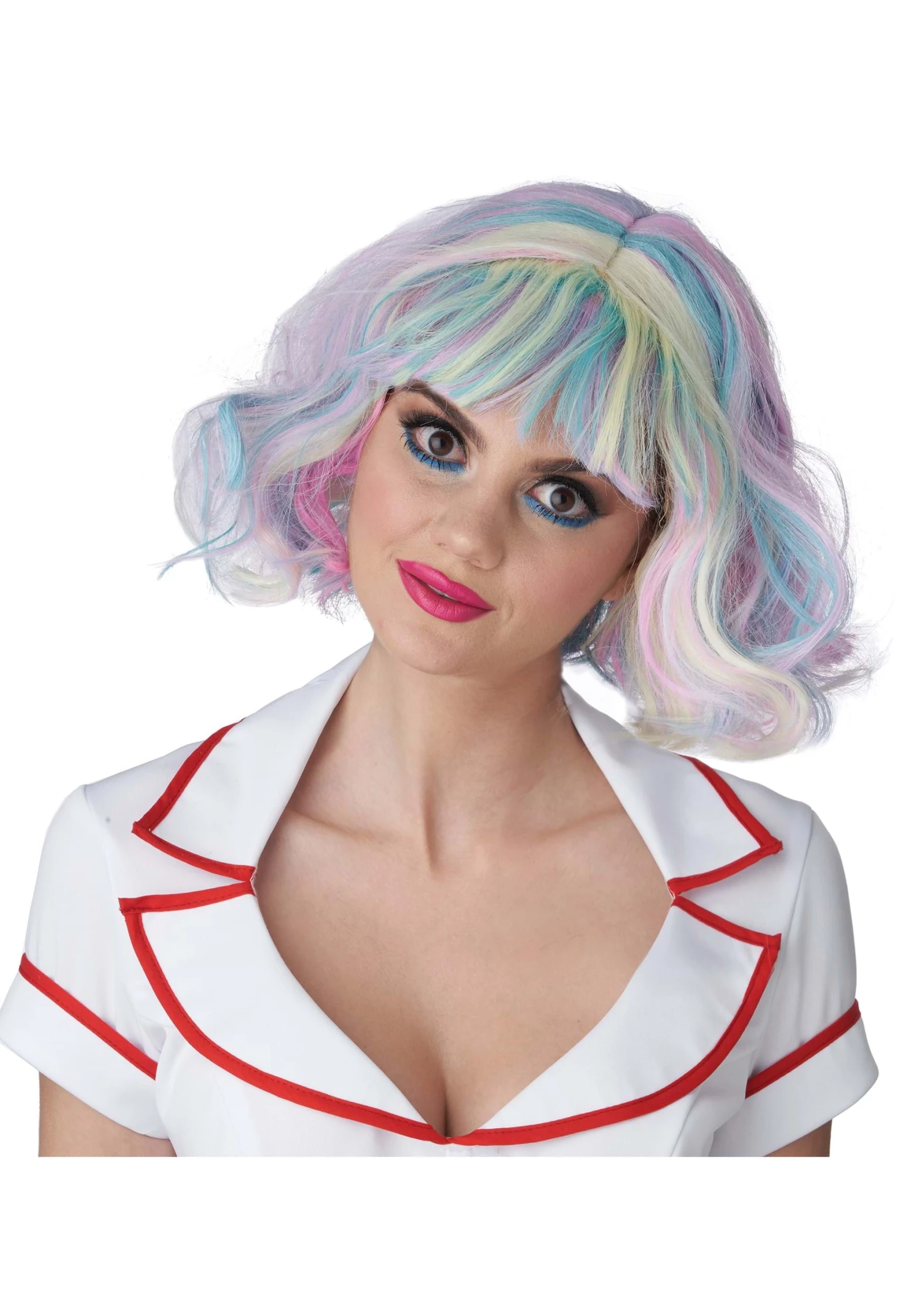 California Costume Collection Short Pastel Rainbow Wig For Women 1 California Costume Collection Short Pastel Rainbow Wig For Women