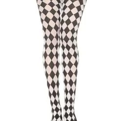 Music Legs White Diamond Jester Tights For Women
