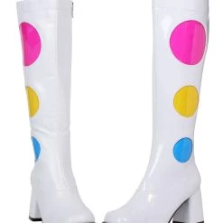 Ellie Women's White Polka Dot Gogo Boots